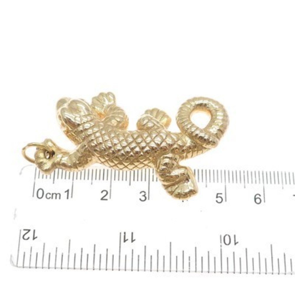 ITAOR 925 Sterling Silver Gold Plated Vintage Italy Lizard 3D Charm Pendant - Picture 3 of 8